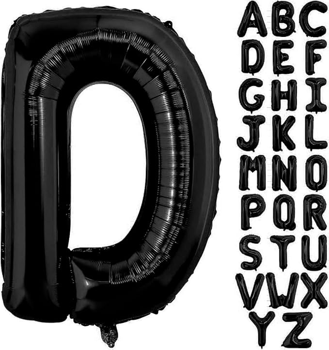 Black Letter D Balloons, D Balloon 40 Inch D Balloon Letter by BBPOOL
