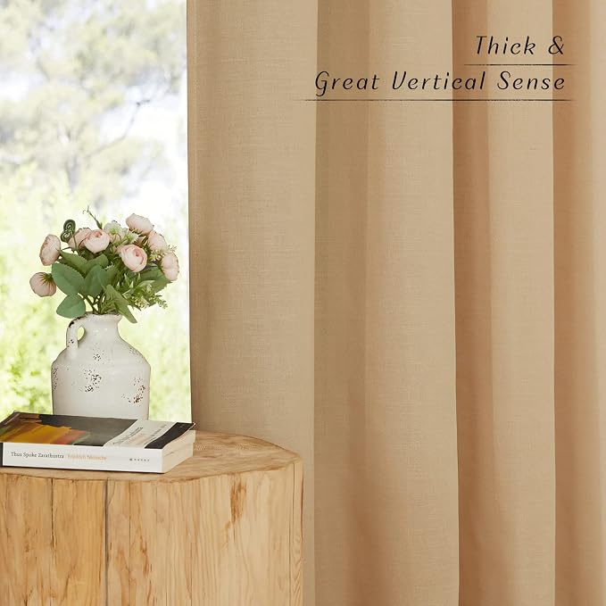 NICETOWN Linen Burlap Window Curtains 84 inches Long, Grommet Thick Linen Blend - Image 5