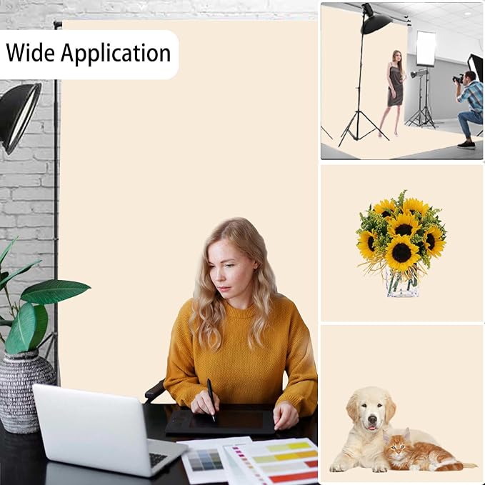 Cream Photography Backdrop for Photoshoot, Fabric 6x9ft | Versatile Studio - Image 2