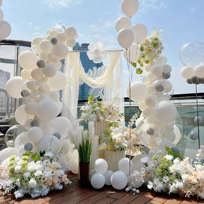 Awenztech 122pcs White Balloon Arch Kit, 18 12 10 5 inch White Latex Balloons - Image 6
