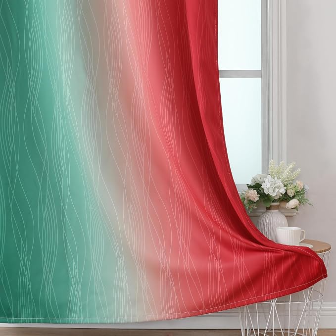 Red and Green Ombre Blackout Curtains - Image 6