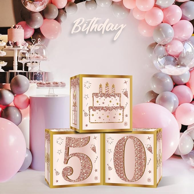 Guiruiy 3Pcs 50th Birthday Decorations Balloon Gift Boxes - Image 4