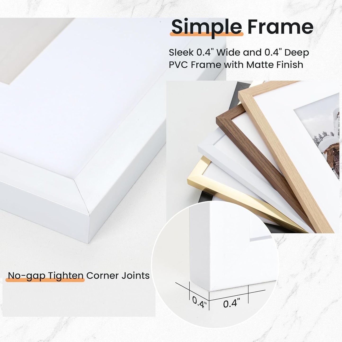 12x16 inch Picture Frame, 12x16 Photo Frames with 8.5x11 Removable Mat - High Definition Plexiglass - Vertical and Horizontal Display - Wall Hanging Frame - White, 3 Pack