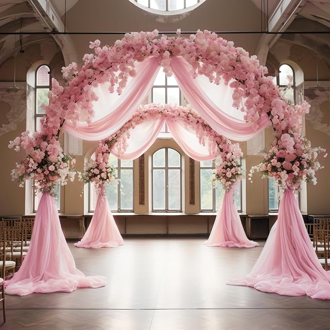 Wedding Arch Draping Fabric Backdrop Drapes 4 Panels, Blush Pink | 28.7"x20FT - Image 3