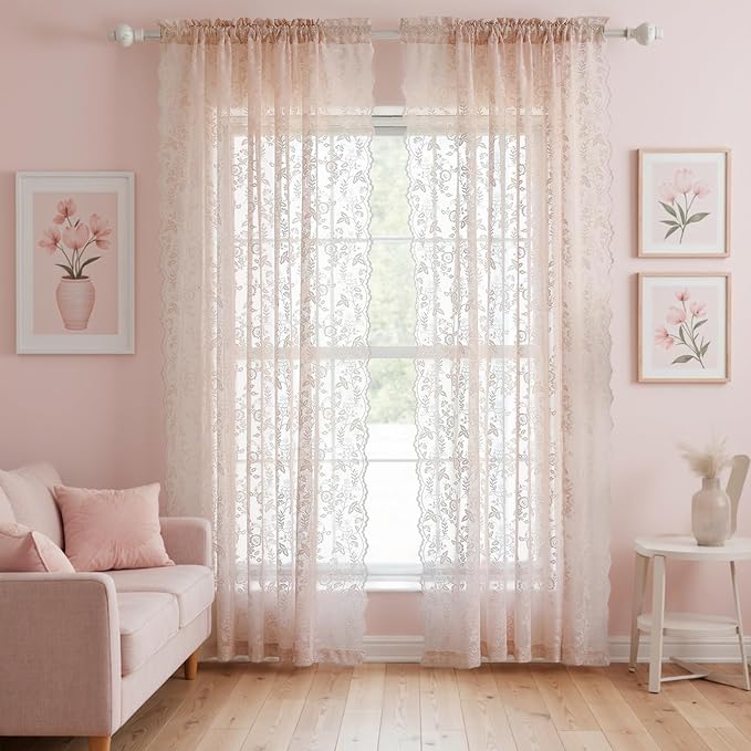FINECITY Sheer Lace Curtains 72 Inch Length by FINECITY