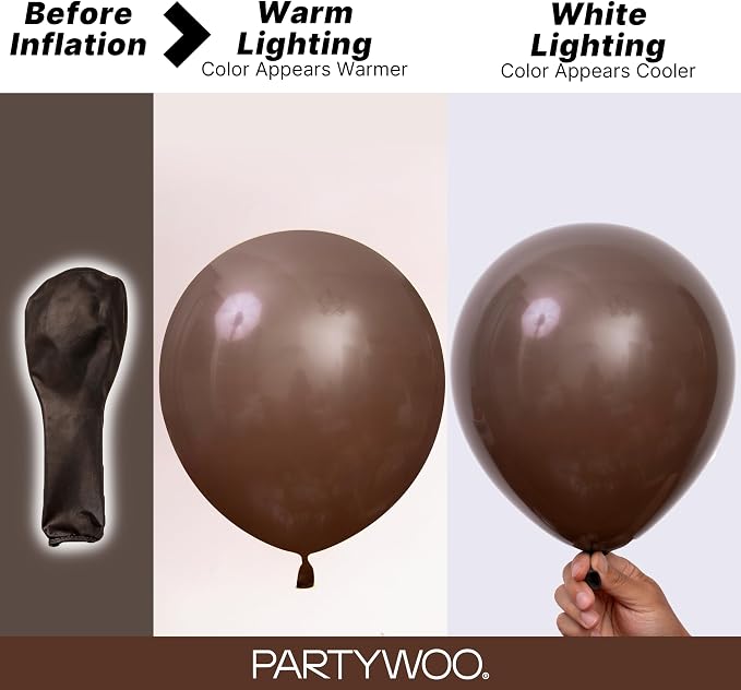 PartyWoo Dark Brown Balloons 152pcs Boho Coffee Neutral Color | 18 12 10 5 Inch - Image 3