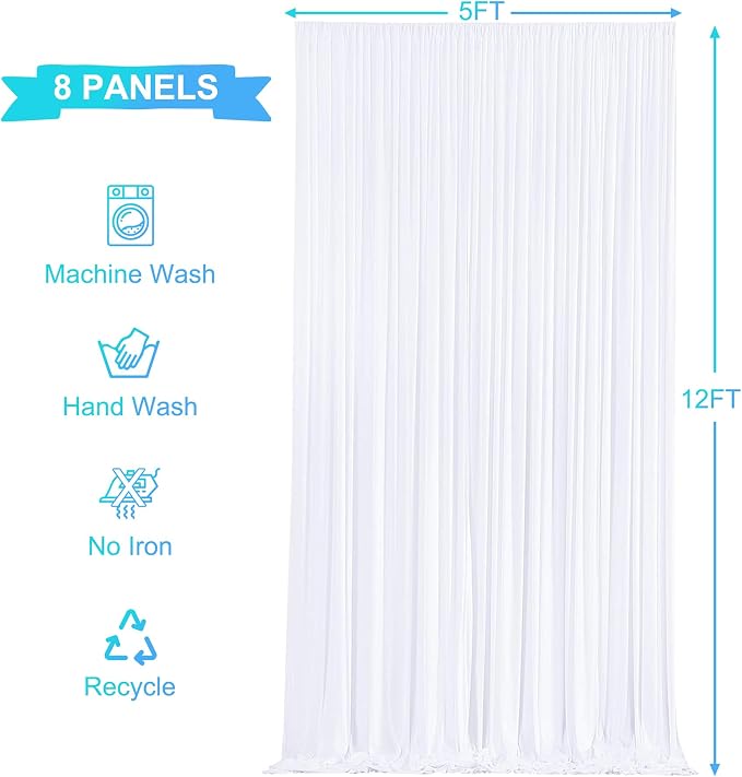 8 Panels White Backdrop Curtains - Image 6