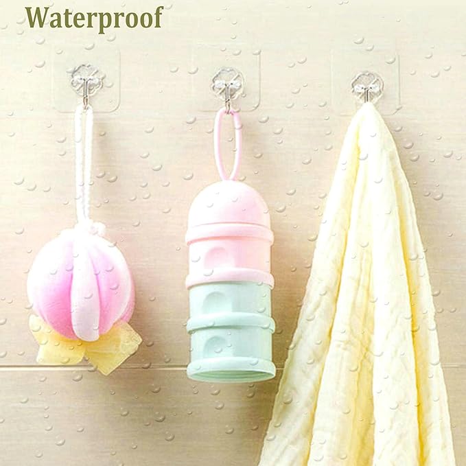 12 Pack Adhesive Wall Hooks 33LB Heavy Duty No Drill Transparent Waterproof - Image 4