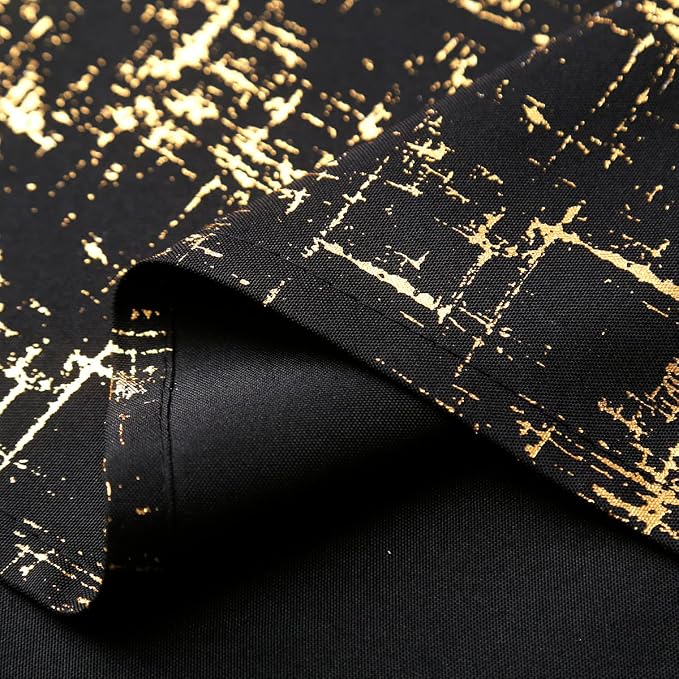 Taisier Home Gold Foil Print Linen Textured Curtains Geometric Dots Pattern - Image 7