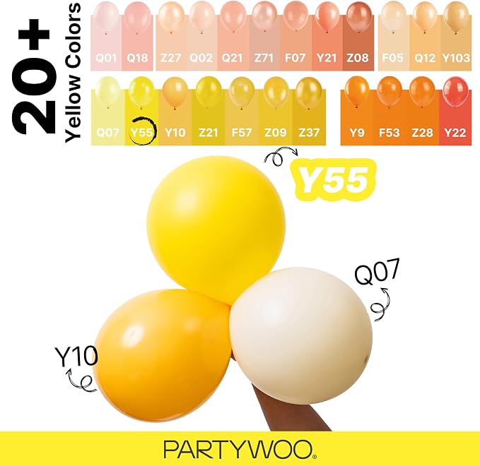 PartyWoo Yellow Balloons 140pcs Matte Yellow Balloons Different Sizes | 18 12 - Image 4