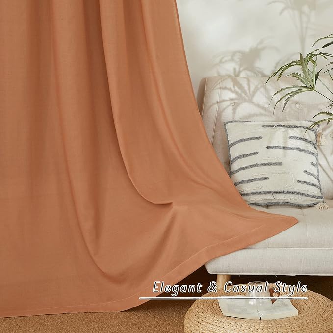 NICETOWN Burnt Orange Short Linen Curtains - Image 6