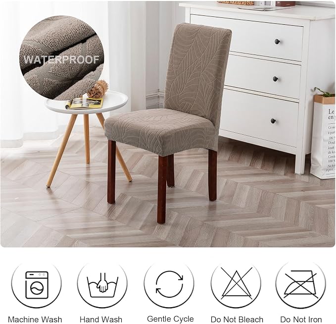 Waterproof Dining Chair Covers Set of 6 Parsons Chair Slipcovers | Double - Image 7