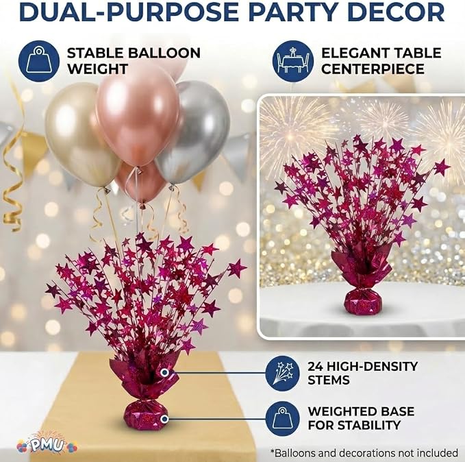 PMU 12 Pack Bursting Star Metallic Foil Spray Centerpiece- Burgundy Prismatic - Image 5