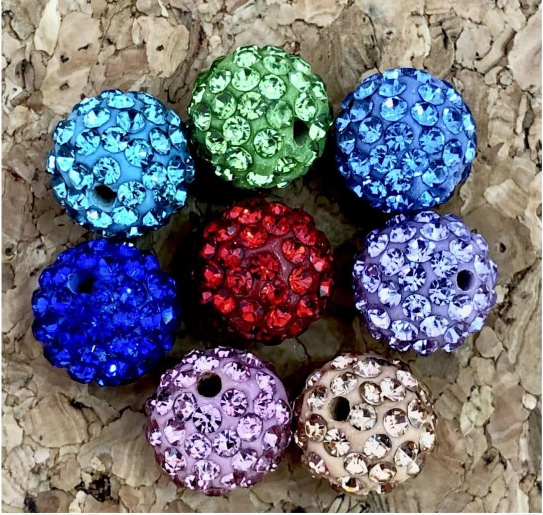 100pcs Adabele Grade A Suncatcher Crystal Rhinestone Pave Loose Beads 8mm Citrine Yellow Polymer Clay Disco Ball Spacers Compatible with Shamballa All Craft Jewelry Making DB8-29