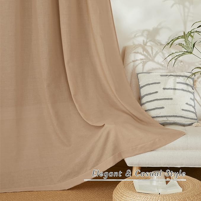 NICETOWN Flax Camel Linen Curtains - Image 3