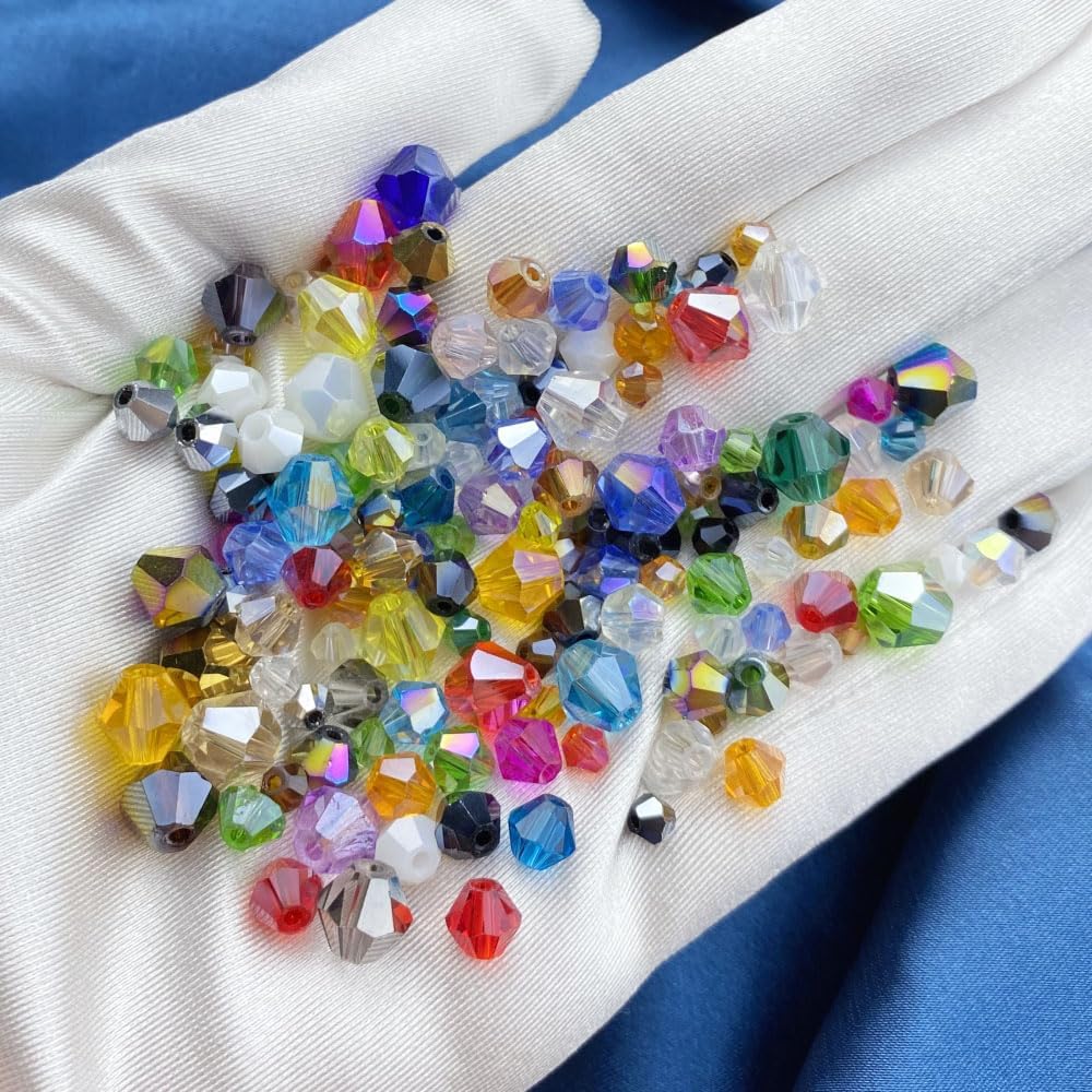250pcs 6mm Bicone Crystal Glass Beads Loose Spacer Beads Faceted Craft Beads for Jewelry Making DIY Necklace Bracelet Earring Wind Chimes Suncatchers Ornamen(Crystal Purple AB)