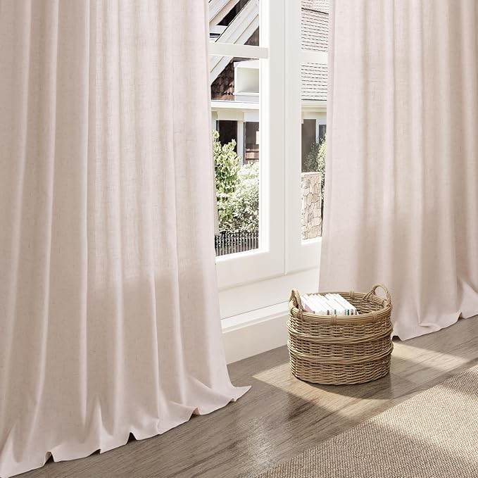 Natural White Linen Curtains 96 Inches Long - Image 5