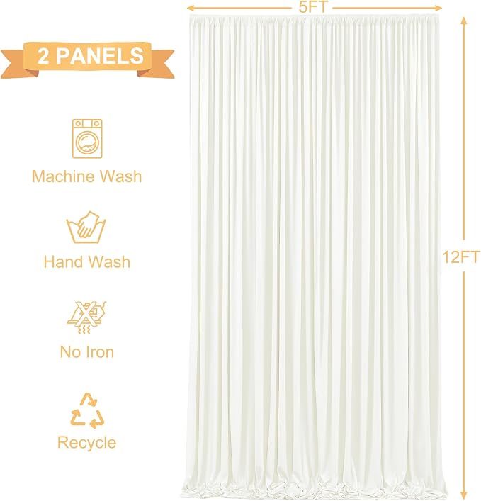 10x12 Ivory Backdrop Curtains for Wedding Party Wrinkle Free Backdrops Curtain - Image 7