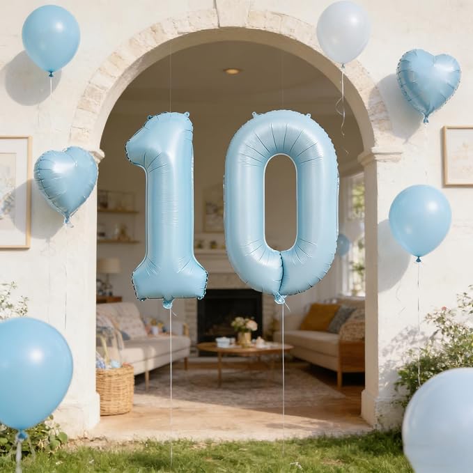 40 In Matte Blue Number Balloons Helium Foil Mylar Balloon Party Digital 3 | - Image 5