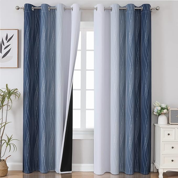 Blackout Curtains 90 Inches Long 2 Panels, Light Blocking Grommet Curtains by ESTELARTEXTILER