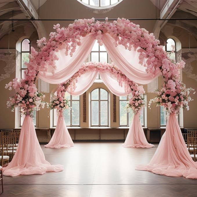 Blush Wedding Arch Draping Fabric Backdrop Drapes Sheer 28.7"x 20FT | Sheer - Image 6
