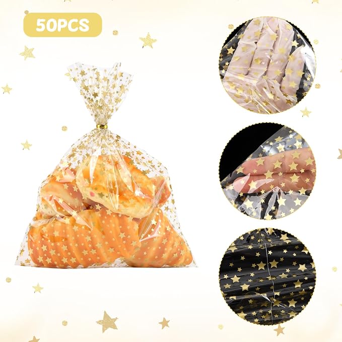 COQOFA 9"X 12" Gift Wrap Cello Cellophane Treat Bags Party Favor bags Clear - Image 3