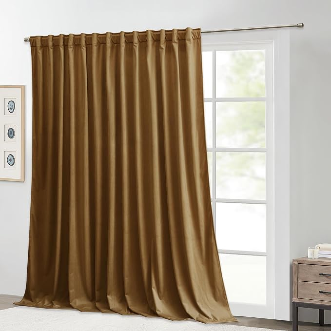 Gold Brown Blackout Velvet Curtains 84 inches Fall Decor | Extra Wide Super by StangH