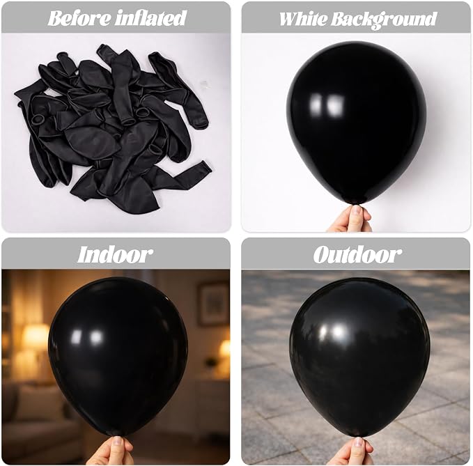 Voircoloria 110pcs Black Latex Party Balloons, 12inch | - Image 3