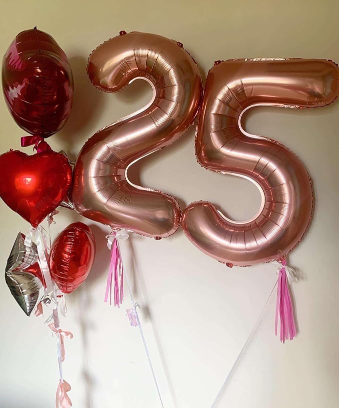 Rose Gold 28 Number Balloons, 40 Inch Giant Number 28 Balloons Foil Mylar - Image 3
