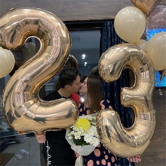 40 Inch Balloon Number 2 Champagne Gold, Large Foil Light Gold Number Balloons - Image 6