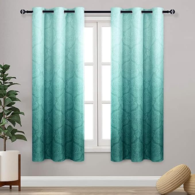 DWCN Teal Ombre Curtains for Bedroom by DWCN