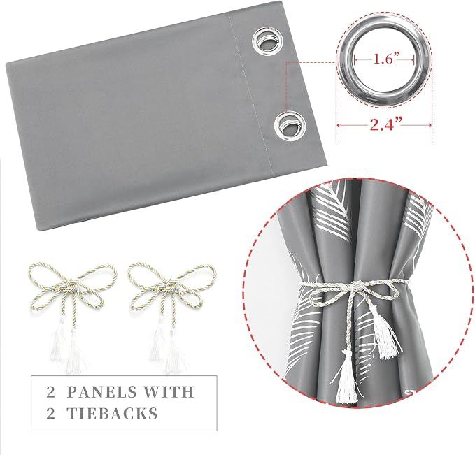 Grey Blackout Curtains 90 Inches Long, Grommet Curtains - Image 4