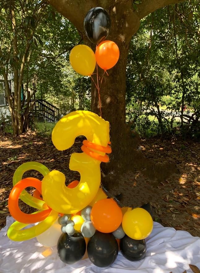 3 Balloon Numbers Birthday Decorations, 40In Yellow Balloons - Image 2
