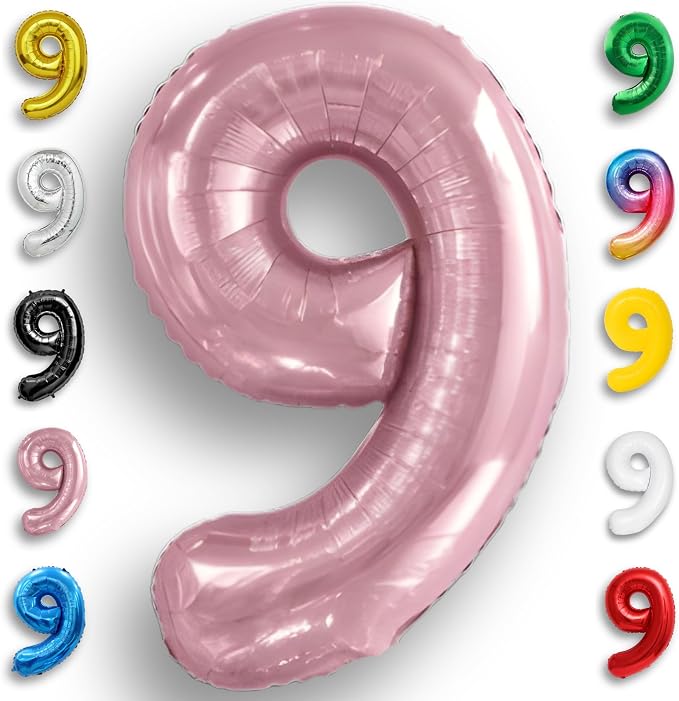 Pink Pearl Number Balloon 9 Mylar Foil Macaron Balloons 16 Inch by Unknown