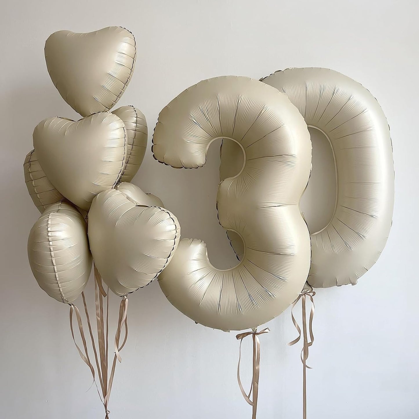 Pink White Heart Balloons,10Pcs Cream Baby Pink Foil Heart Shaped Balloons,18Inch Sand White Helium Balloon for Valentines,Engagement,Birthday,Baby Shower,Wedding Party Decorations