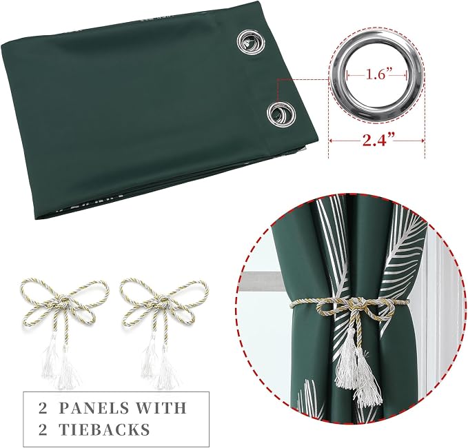 Green Room Darkening Curtains 63 Inches Long - Image 4