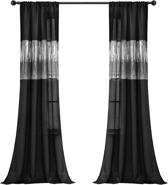 Lush Decor Night Sky Window Curtain Panel, Single 42"W x 84"L Black - Image 9