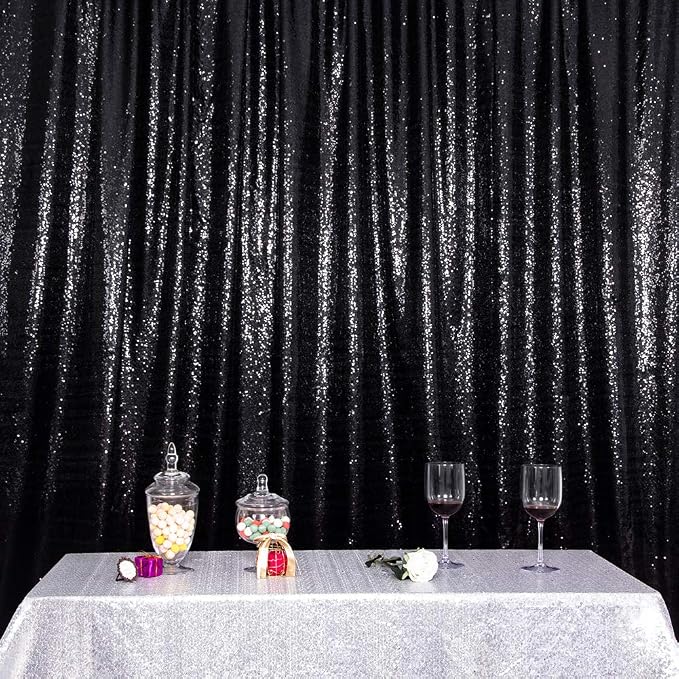 SquarePie 10x10ft Black Sequin Backdrop, High Density Non-Transparent Glitter - Image 9