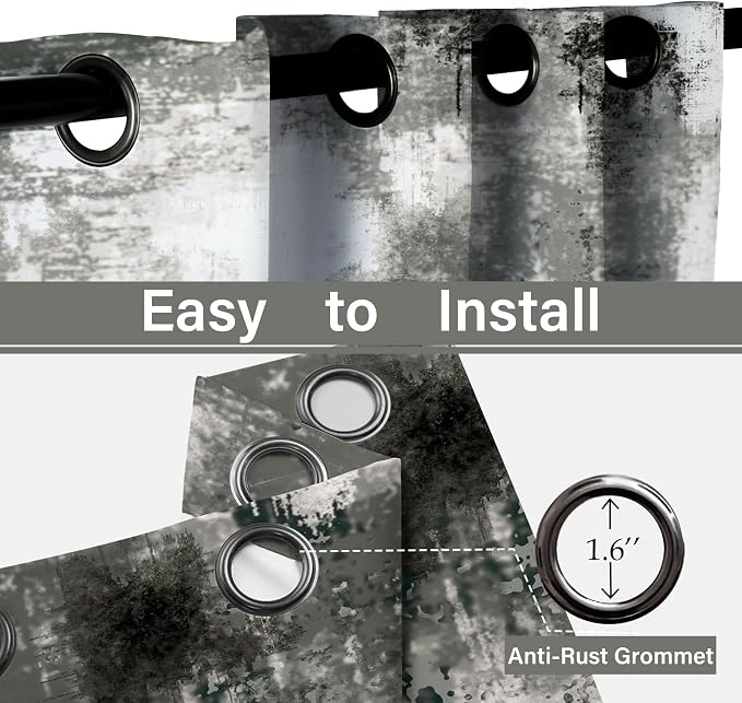 Asuexpect Black Grey Abstract Curtains 2 Panels Abstract Rust Curtain Room - Image 5