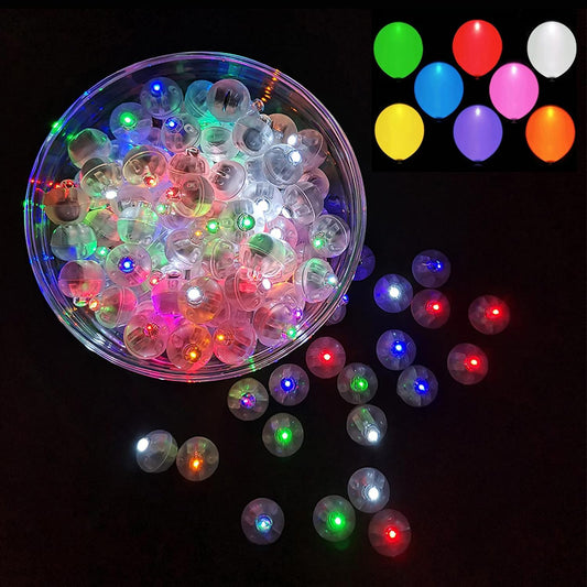 50pcs Multicolor LED Balloon Lights, Rainbow-Colored Round LED Flash Mini Ball Lights for Paper Lanterns, Balloons, Indoor/Outdoor Party, Event, Wedding, Halloween, Christmas Decorations