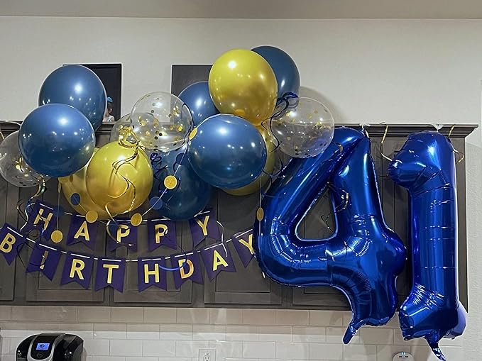 Number 4 Balloon Party Decorations, 40In Dark Blue Balloons - Image 2