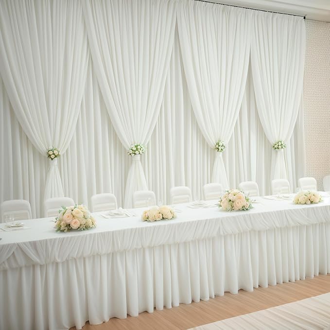 30ft×12ft Wrinkle Free Ivory Backdrop Curtain - Image 7