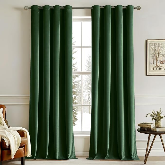 MIULEE Velvet Curtains Christmas Emerald Green 52 x 90 Inch Length Set of 2 | by MIULEE