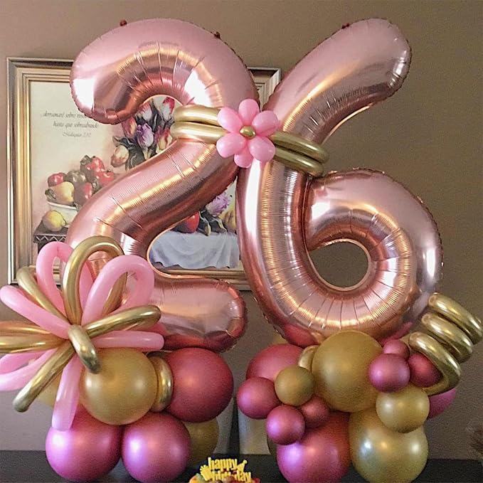 40 Inch Rose Gold Large Numbers Balloons 0-9, Self Inflating Foil Number 9 - Image 6
