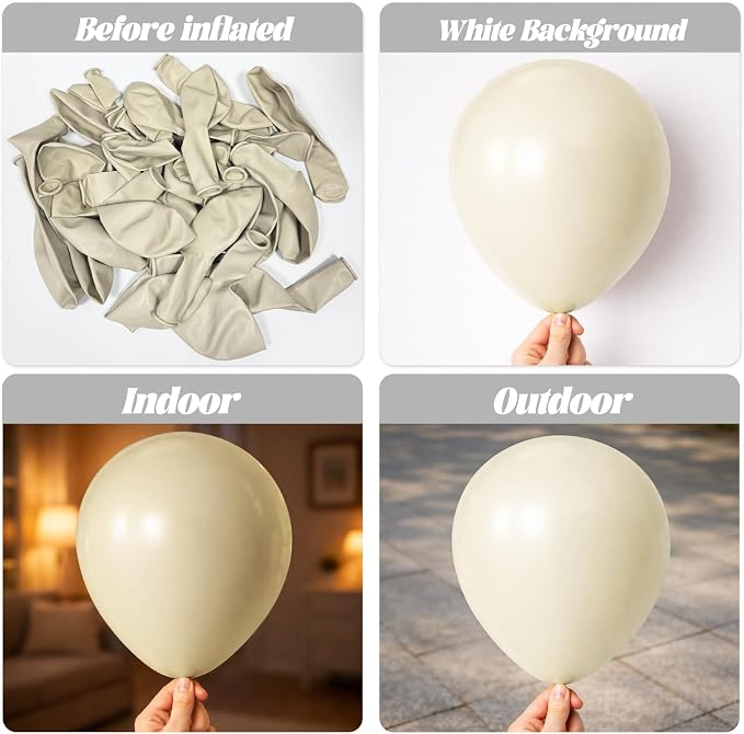 Voircoloria 66pcs White Sand Latex Party Balloons, 12inch | - Image 3