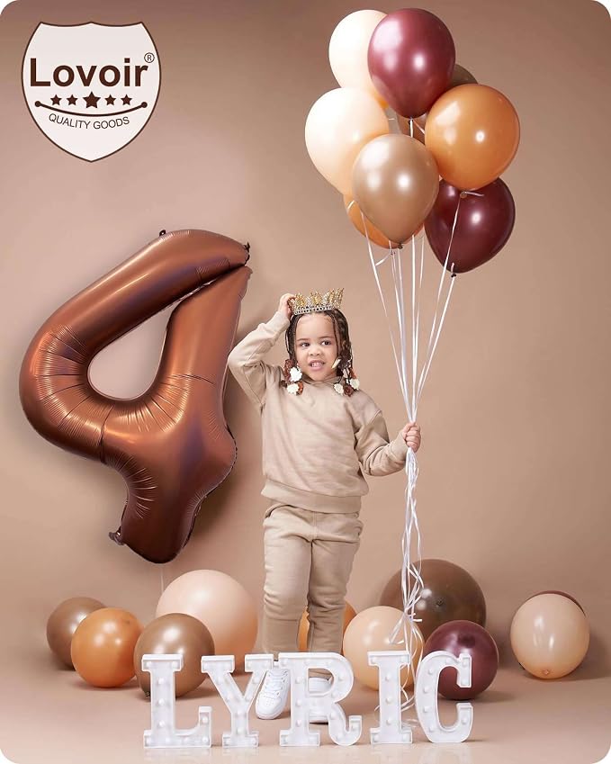 40 Inch Coffee Brown Number 4 Balloon Large Size Jumbo Digit Mylar Foil Retro - Image 4
