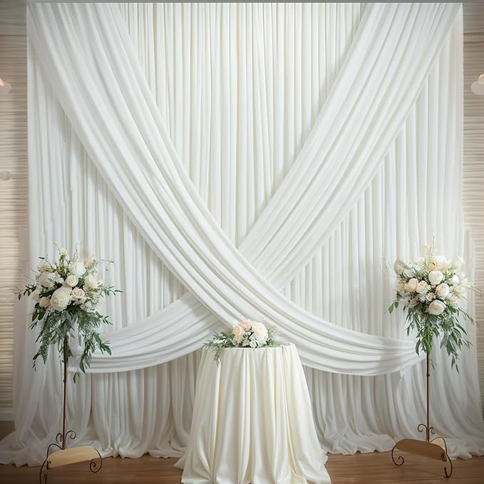 20×14ft Wrinkle Free Ivory Backdrop Curtain, Soft Silky Easy to Drape Cream - Image 5