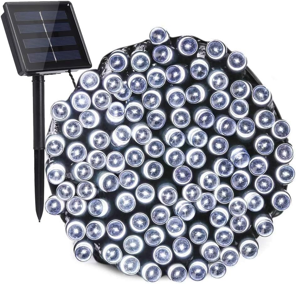 Toodour Solar Christmas Lights, 72ft 200 LED 8 Modes Outdoor Christmas String Lights, Waterproof Solar String Light for Xmas Tree, Fence, Holiday, Party, Balcony, Outdoo Xmas Decorations - White