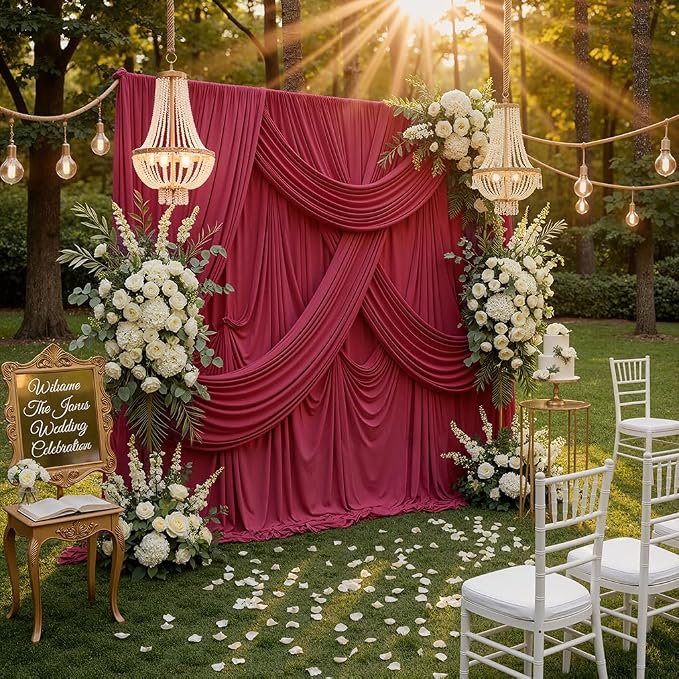 10x8ft Wrinkle Free Burgundy Backdrop Curtain Maroon Backdrop Drapes, Thick - Image 6