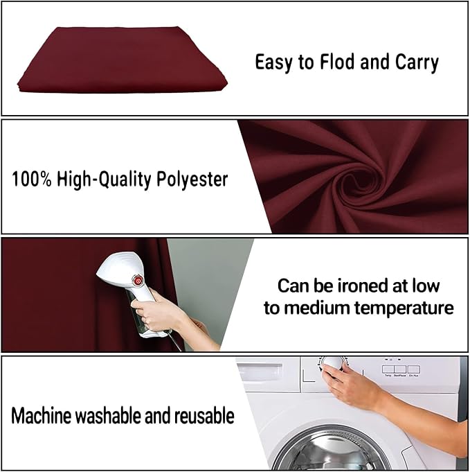 Burgundy Photography Backdrop for Photoshoot, Fabric 6x9ft | Polyester Studio - Image 7
